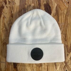 Shutout White Beanie with Black Patch